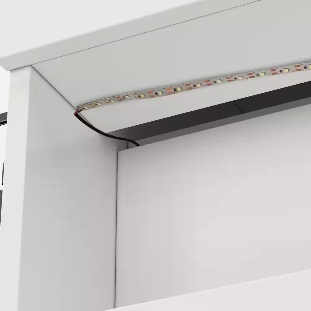 Natural White Corner Computer Desk with Hutch and Storage