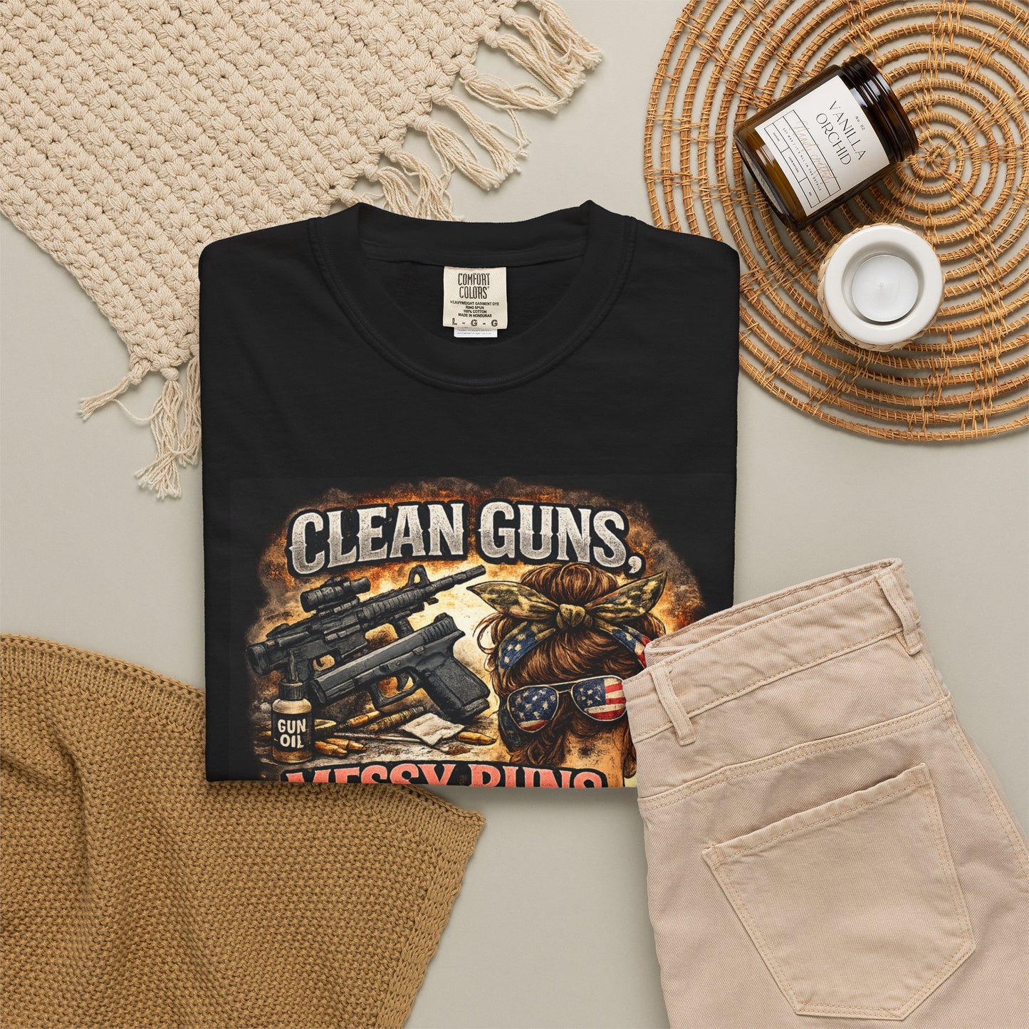 Clean Guns, Messy Buns Graphic Tee Country Shooting Shirt