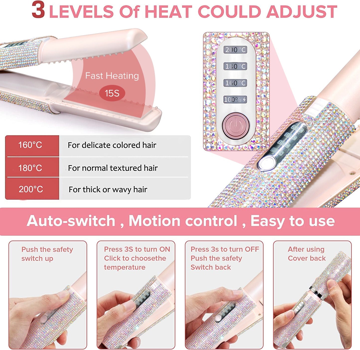 Electric USB Hair Straightening Brush Multifunctional Comb Straightening Styler Hair Curler