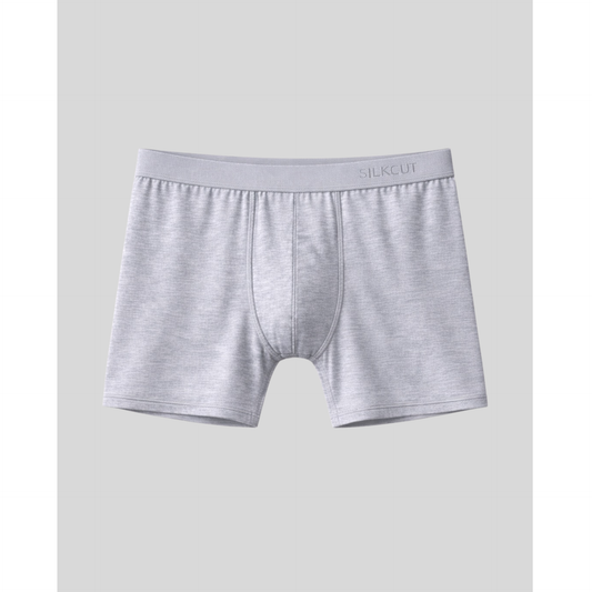Gray SilkCut Micro Modal Air® Men’s Boxer Brief with a comfortable waistband and a classic fit.
