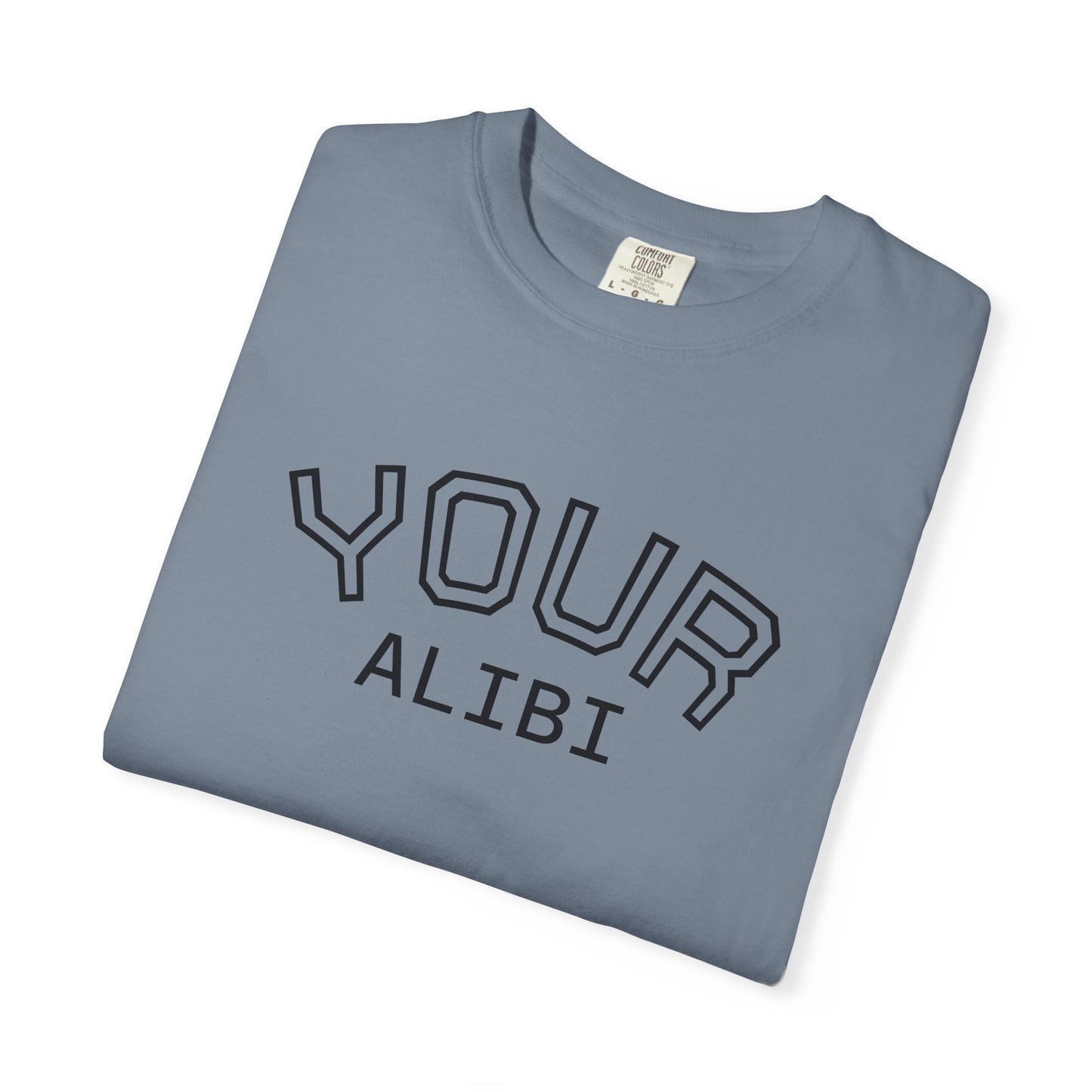 T-Shirt: Your Alibi Retro Collegiate Graphic Tee