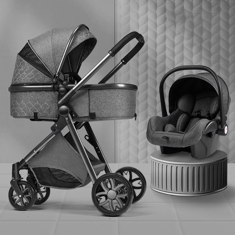 High landscape baby stroller that can sit or lie down lightweight folding