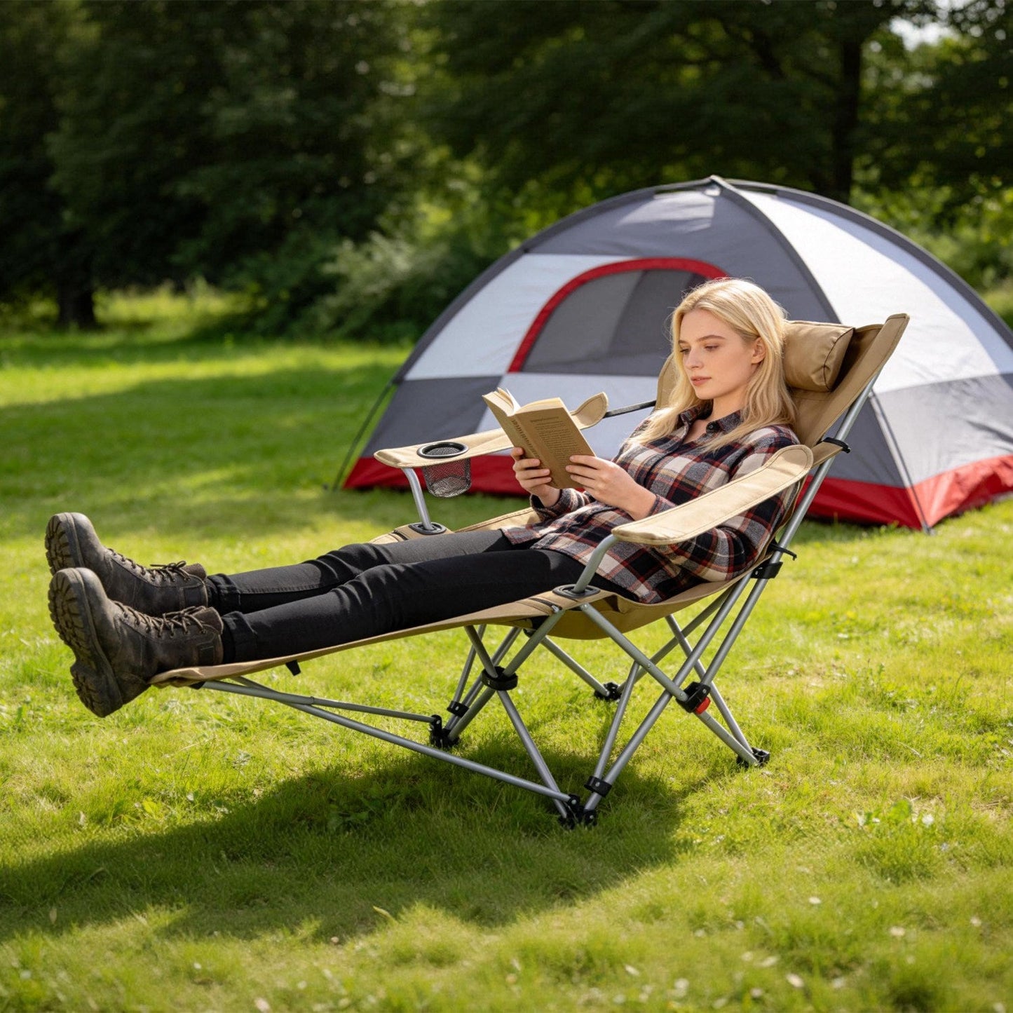 Reclining Camping Chair with Footrest