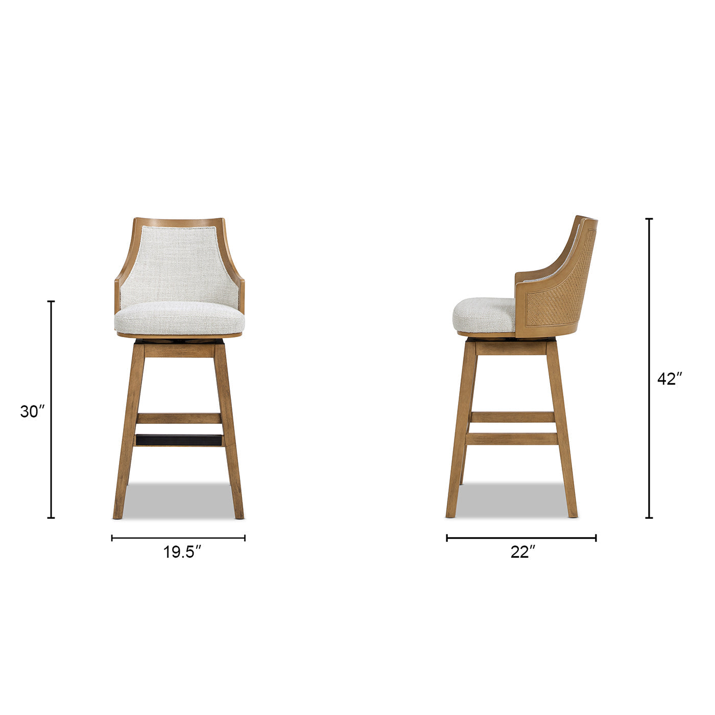 Bahama 30' Cane Rattan High-Back Swivel Bar Stool