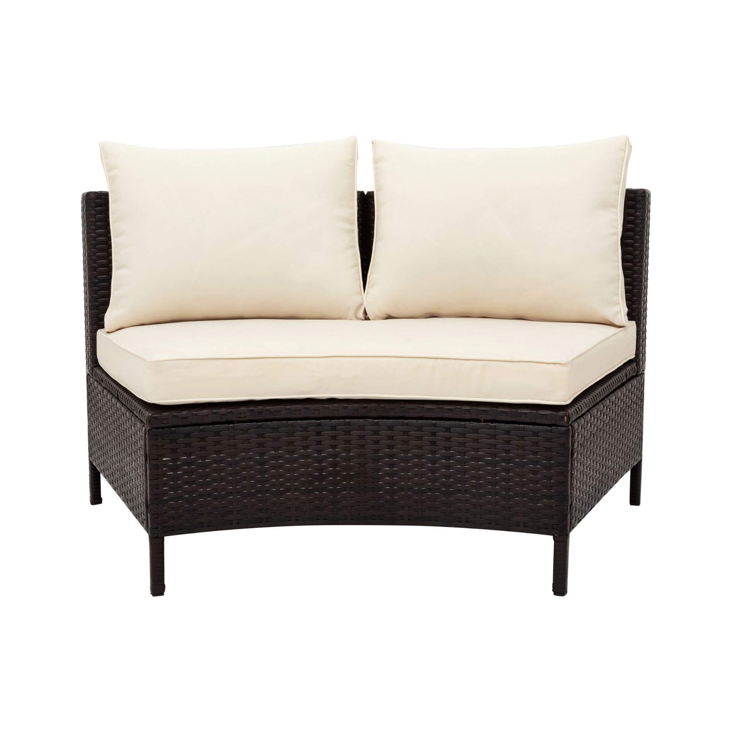 Premium 5-Piece All-Weather Half-Moon Outdoor Rattan Wicker Patio Sectional Sofa