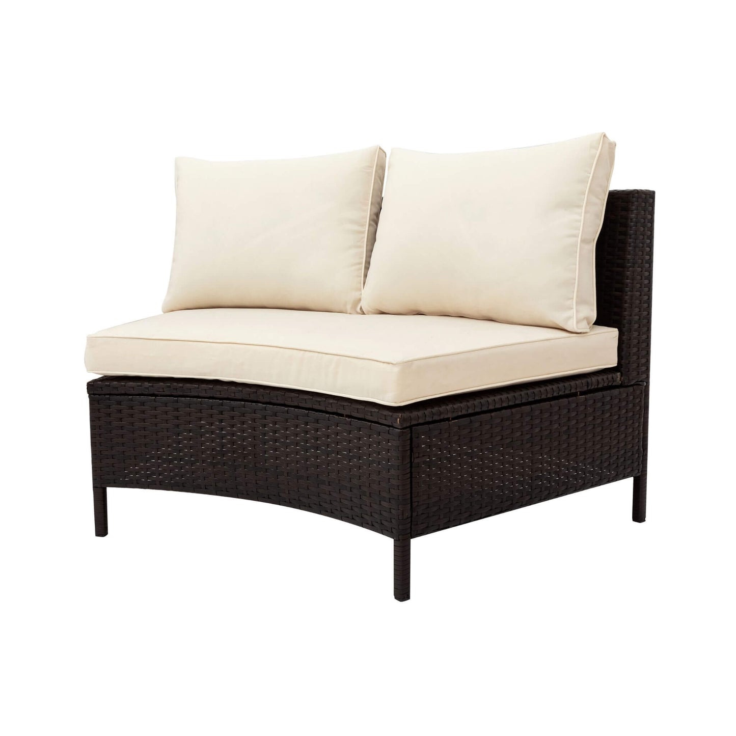 Premium 5-Piece All-Weather Half-Moon Outdoor Rattan Wicker Patio Sectional Sofa