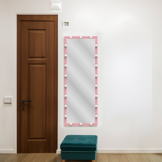 62.6-inch x 23.3-inch pink Hollywood illuminated full body vanity mirror with 3 colors