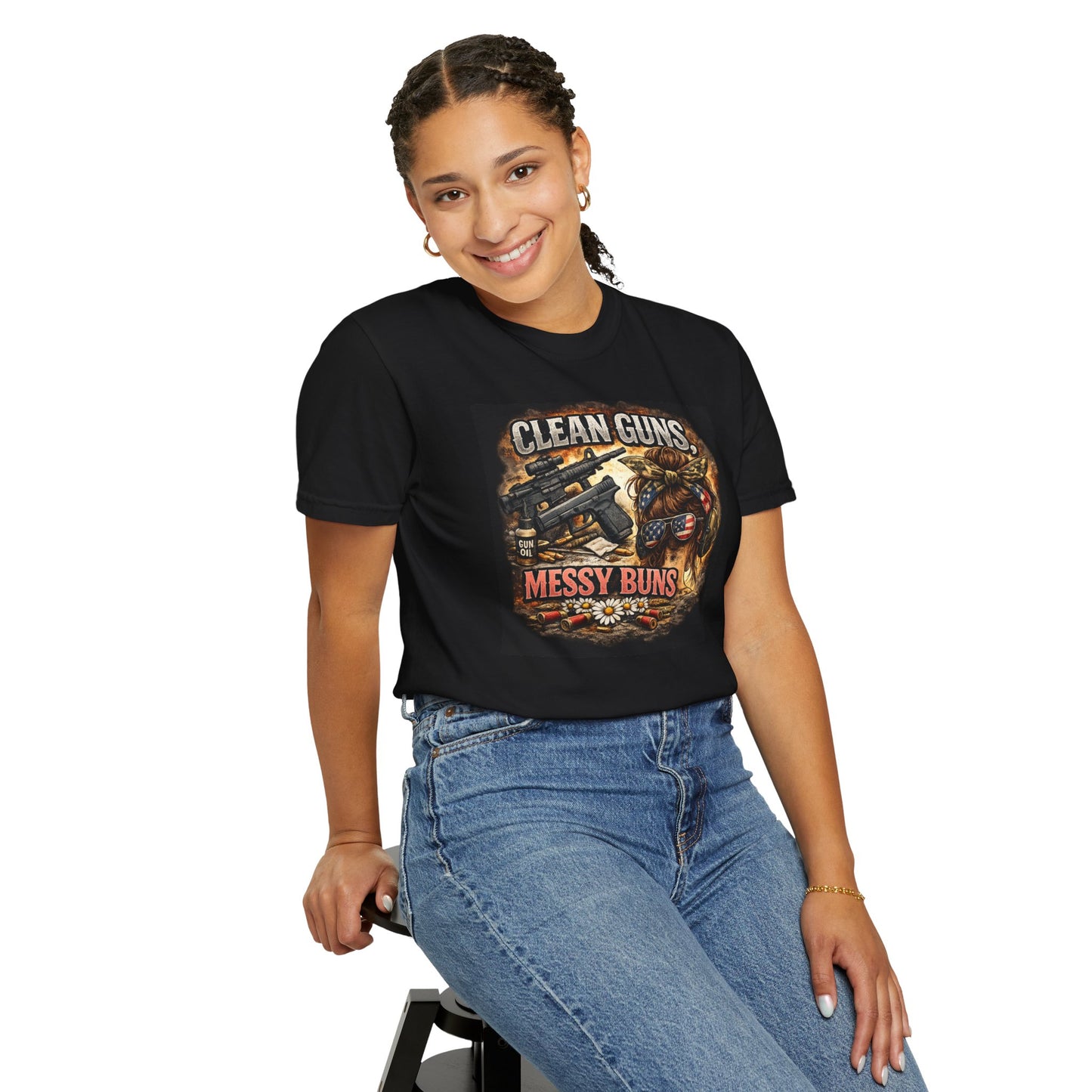Clean Guns, Messy Buns Graphic Tee Country Shooting Shirt