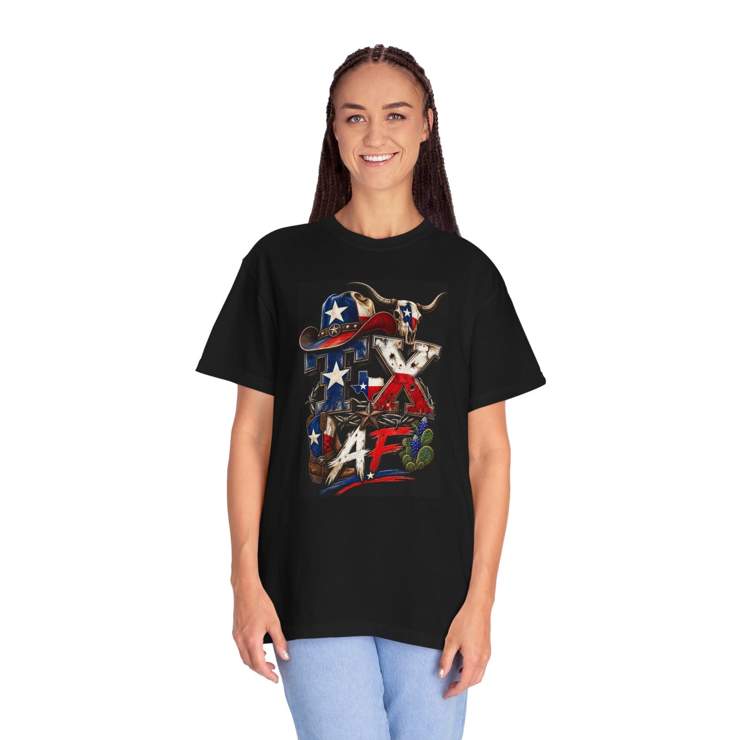 Graphic T-Shirt: Patriotic Cowboy 'TX AF' Tee for Everyday Comfort