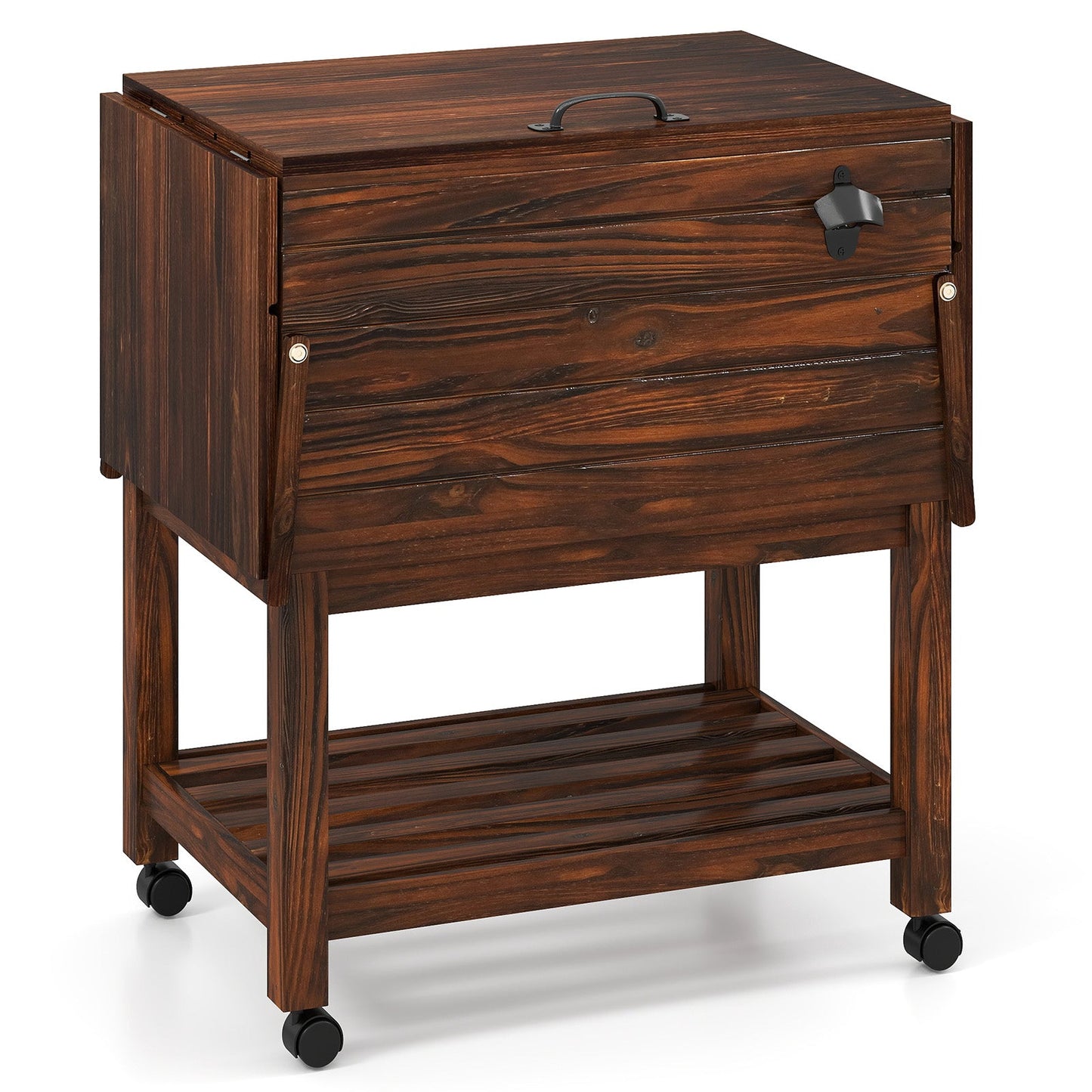 54 Quart Wooden Cooler Cart for Patio