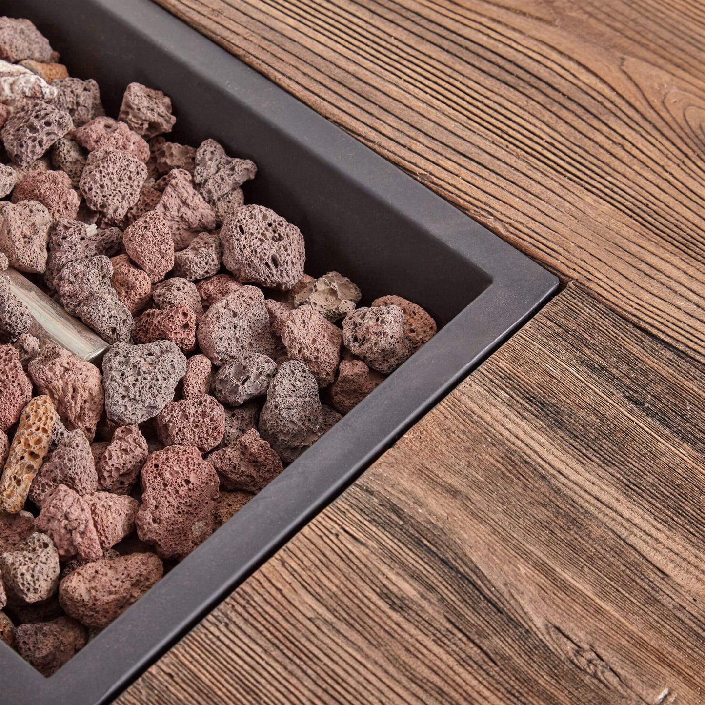 56" Outdoor 50K BTU Wood Pattern Rectangle Gas Burning Fire Pit (SAK43681)