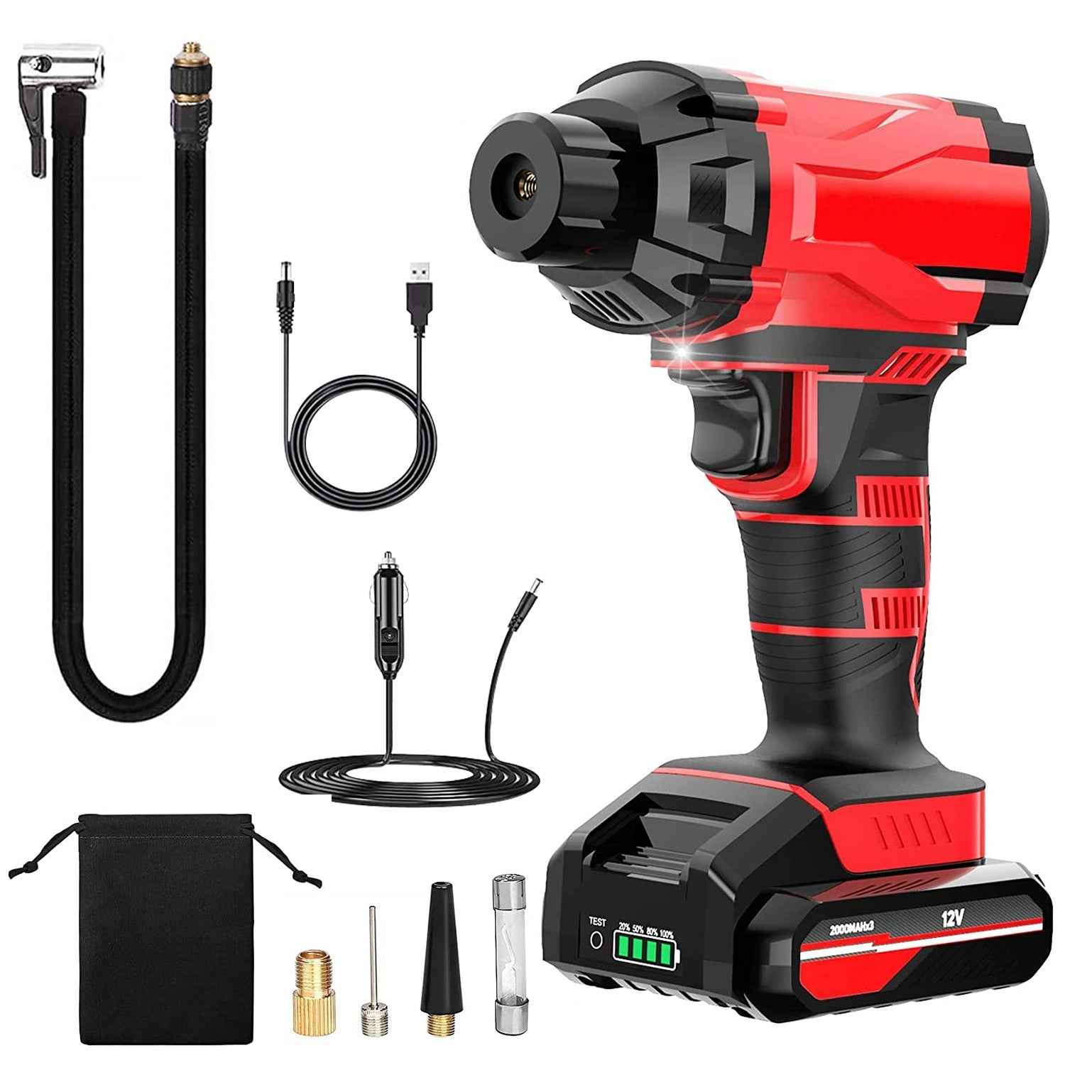 Cordless Car Tire Pump Portable Inflator with LED Light