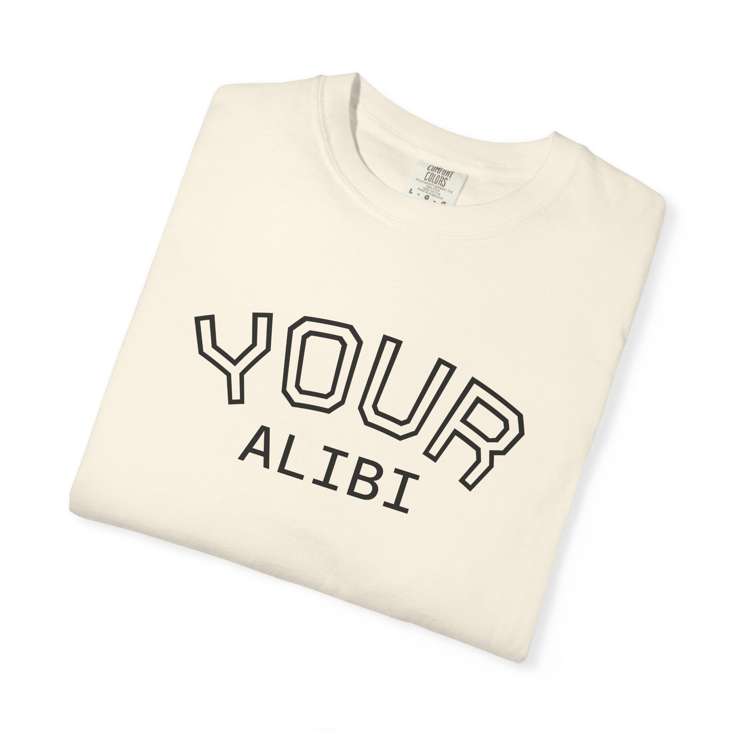 T-Shirt: Your Alibi Retro Collegiate Graphic Tee