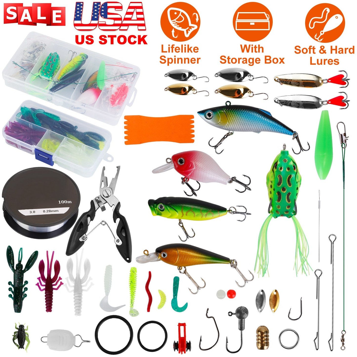 Fishing Lures Kit: Soft & Hard Lures for Salt/Freshwater