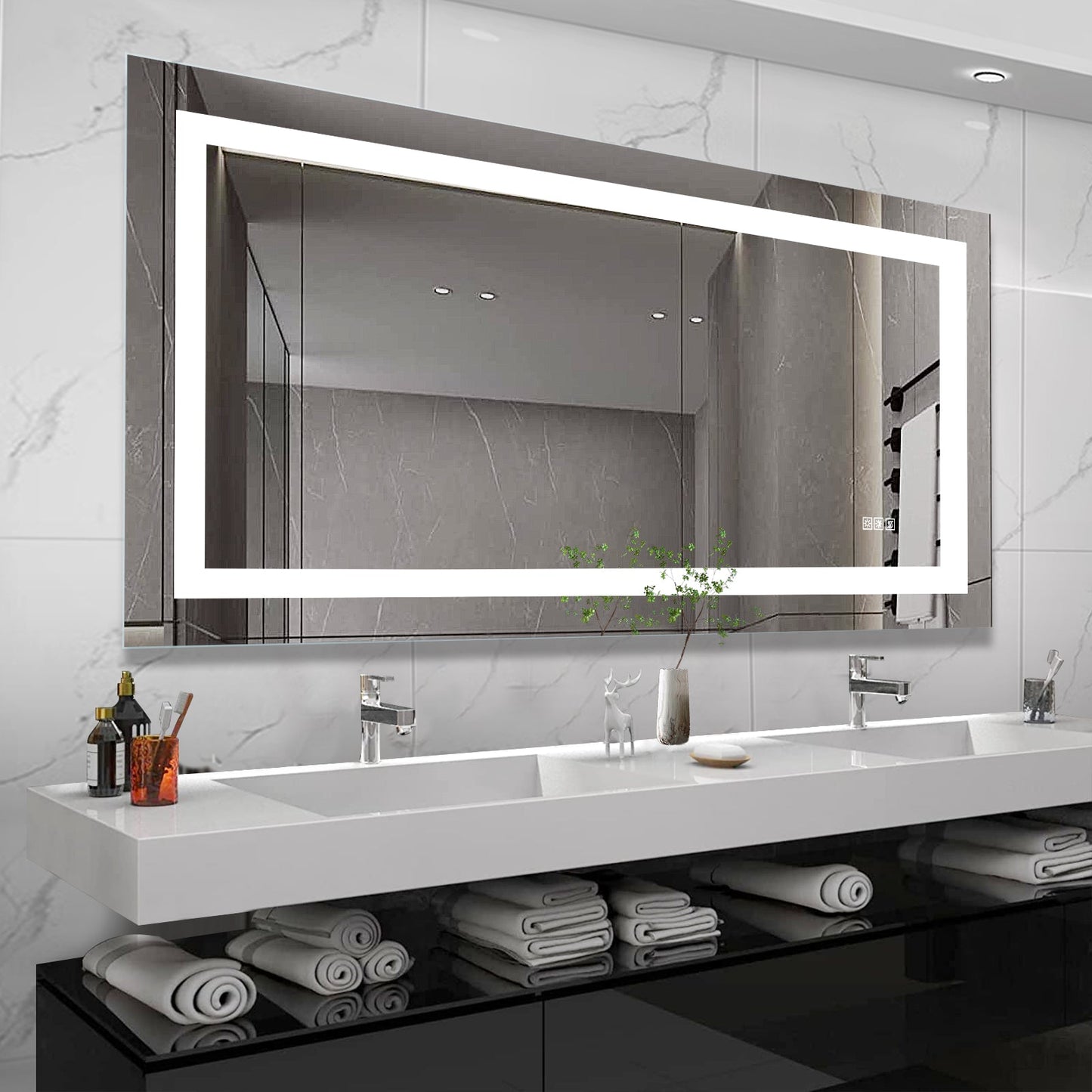 LED Bathroom Mirror 72x36 Inch with lights, anti-Fog & Dimming Led