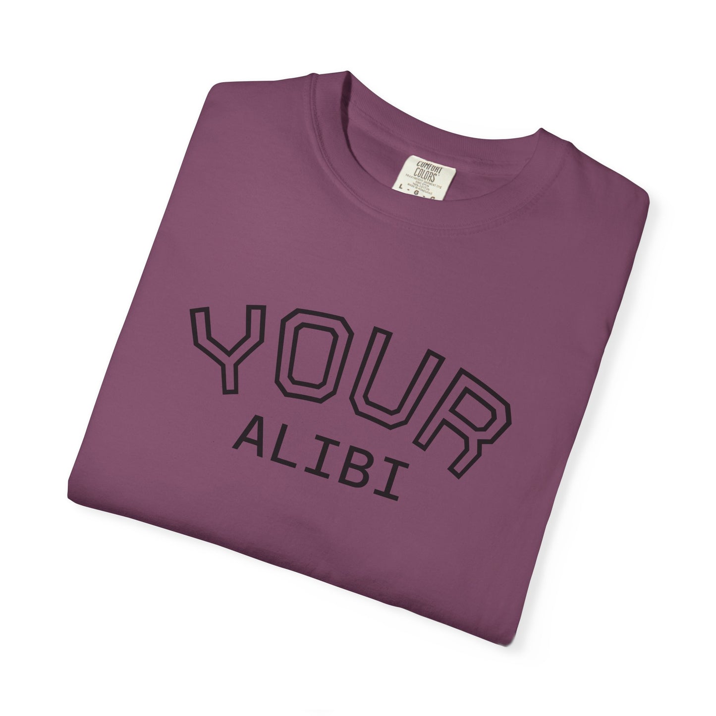 T-Shirt: Your Alibi Retro Collegiate Graphic Tee