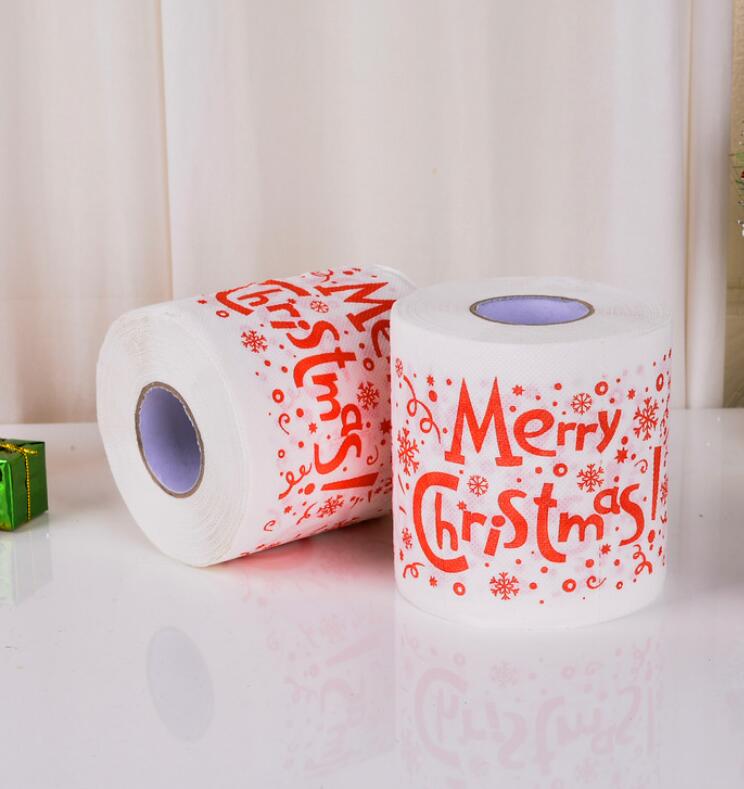 Christmas Pattern Printing Roll Toilet Paper Household  Tissue Bathroom Web Q0KD