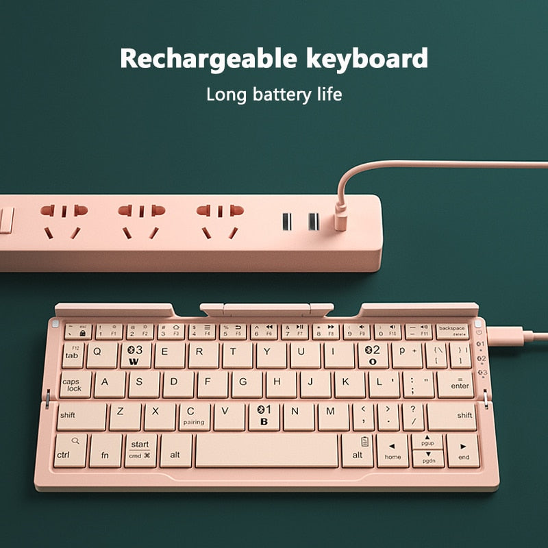 Mini Folding Keyboard Wireless Bluetooth-compatible Keyboard