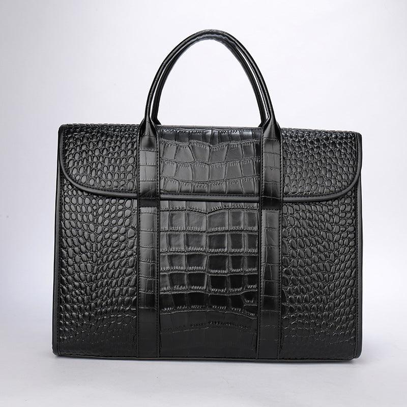 Exotic Croco Leather Laptop Bag - Luxury Genuine Cowhide for Stylish Women