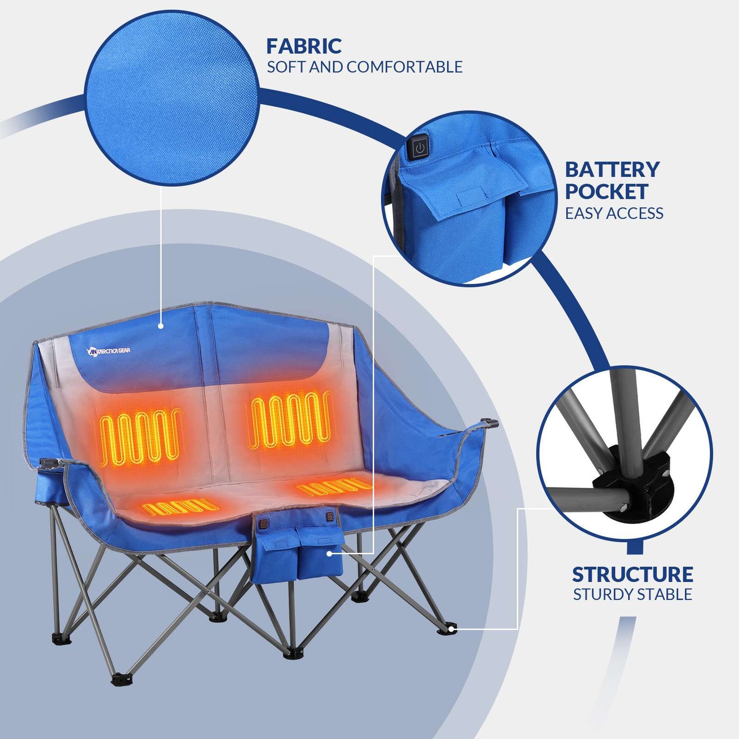 ANTARCTICA GEAR Heated Double Camping Chair, 2-Person Chair