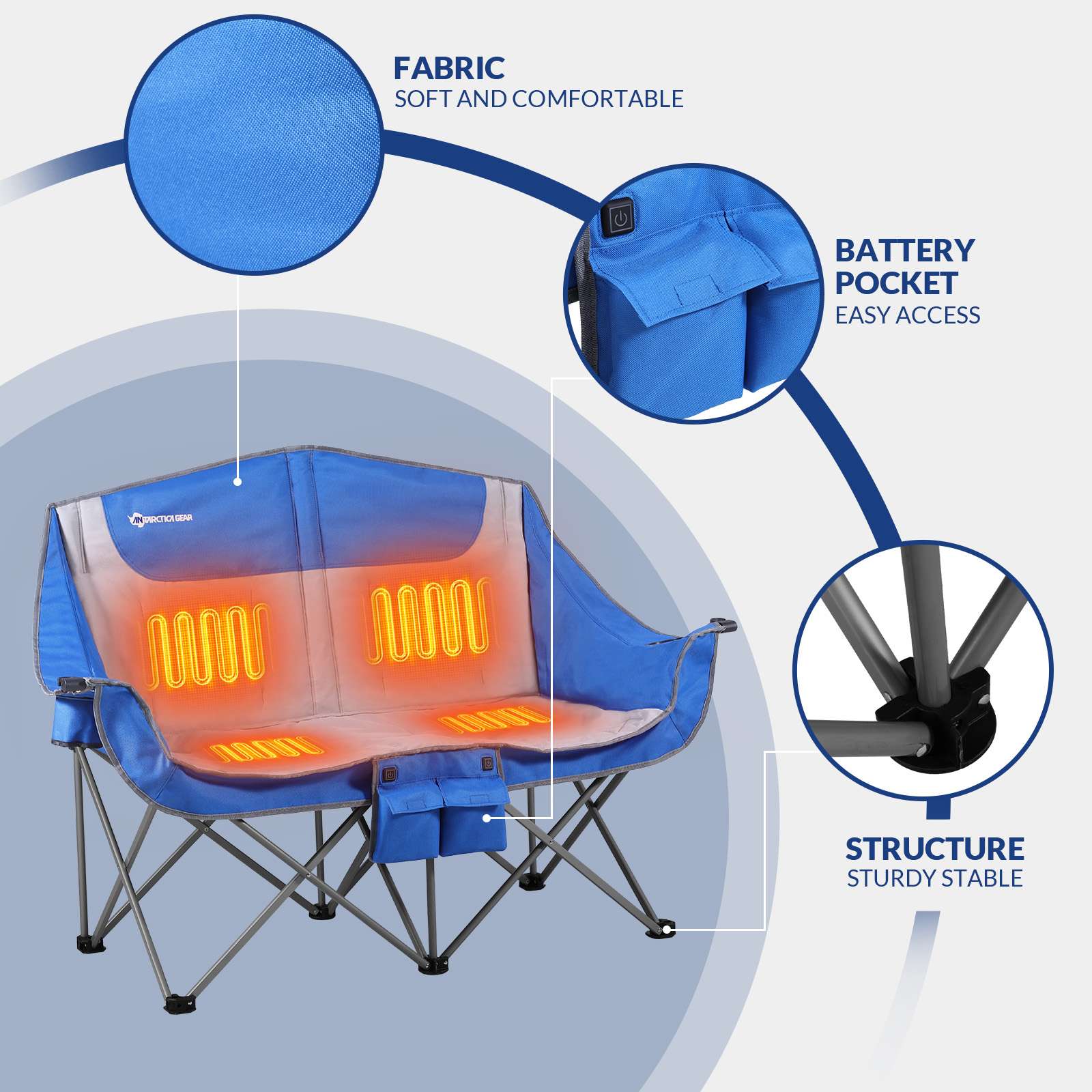 ANTARCTICA GEAR Heated Double Camping Chair, 2-Person Chair