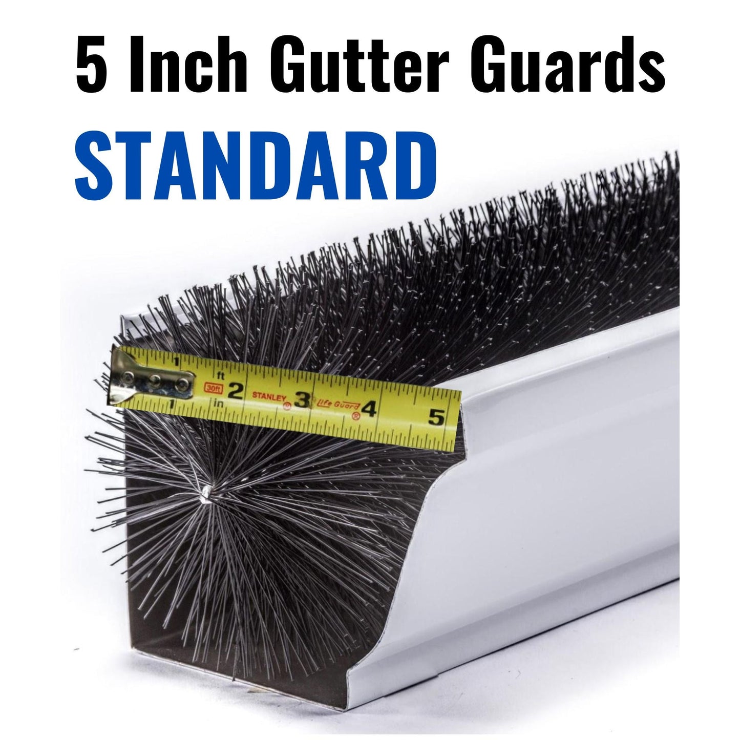 5 Inch Gutter Guards – Standard Size Brush Leaf Guard (4.25" Dia)