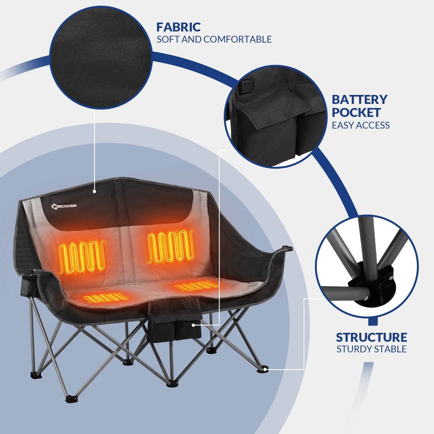 ANTARCTICA GEAR Heated Double Camping Chair, 2-Person Chair