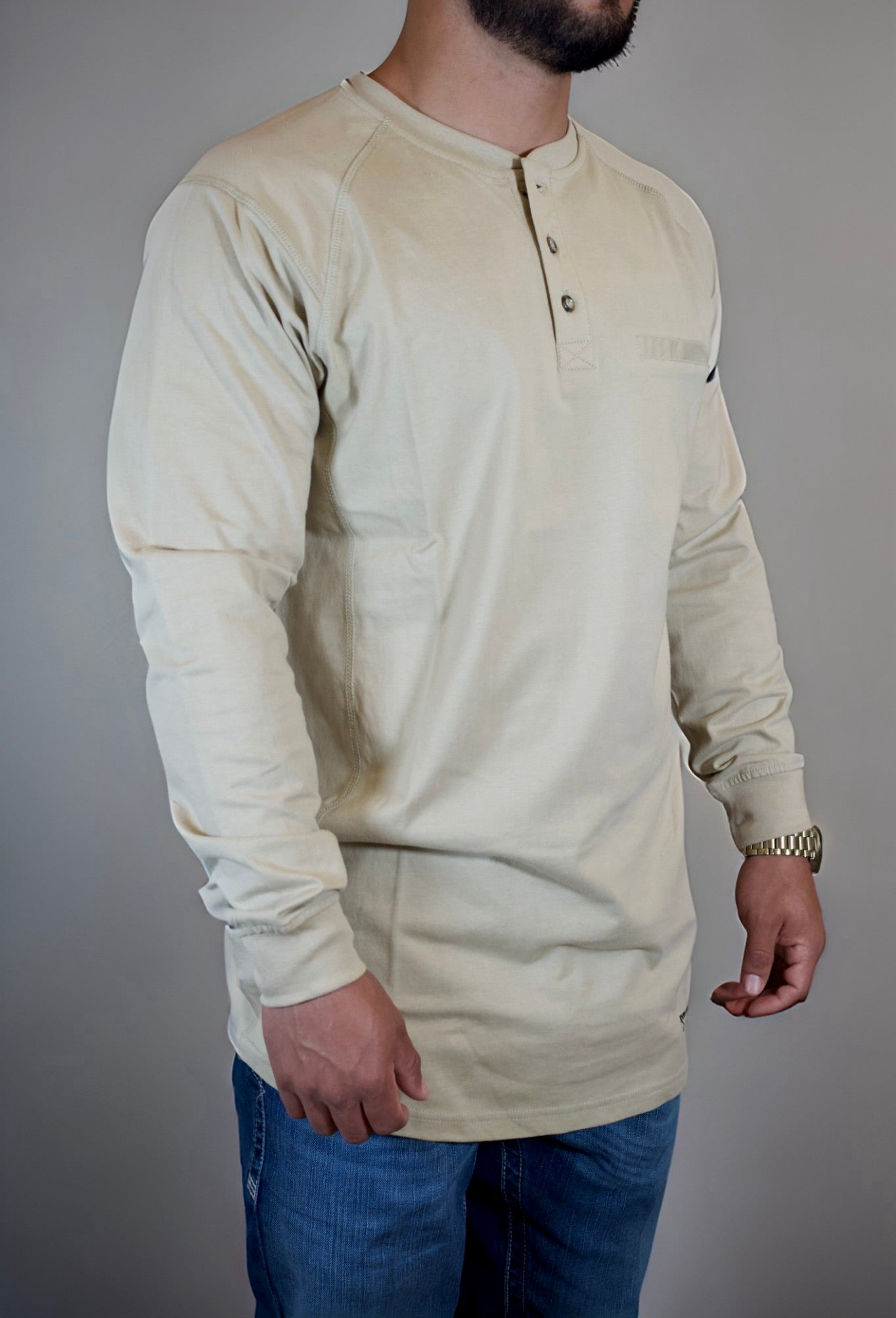 FR 3-Button Henley Shirt - Tan