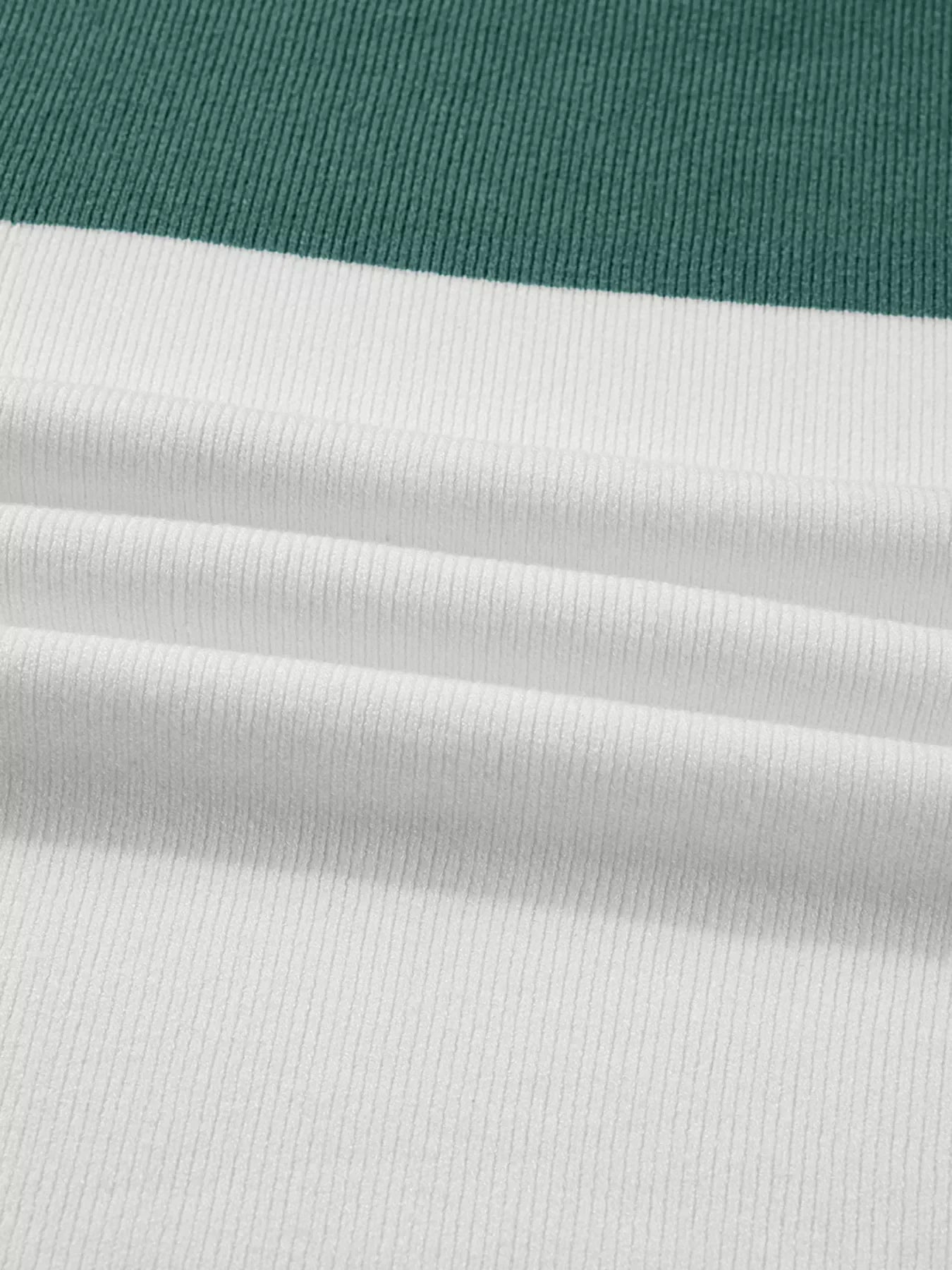 Color Block Plain Ribbed Knit Sweatshirt