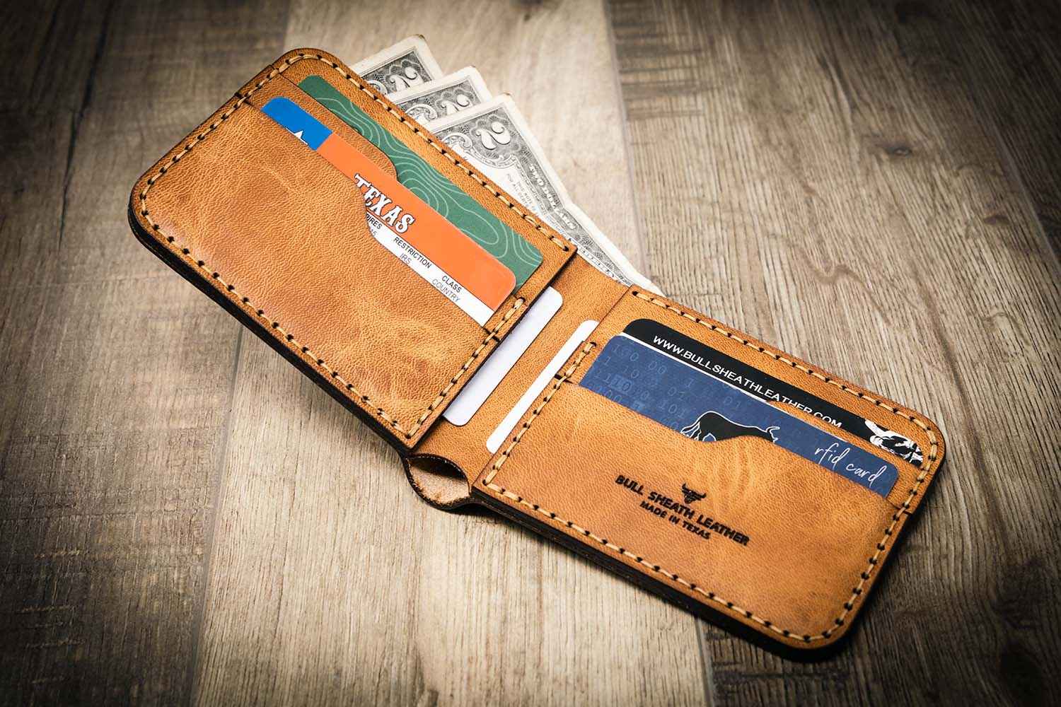 Rio Grande Handmade Leather Bifold Wallet – Personalized, American-Made mens wallet
