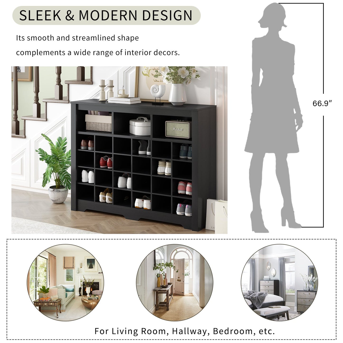 ONTREND Sleek Design 24 shoe cabinet