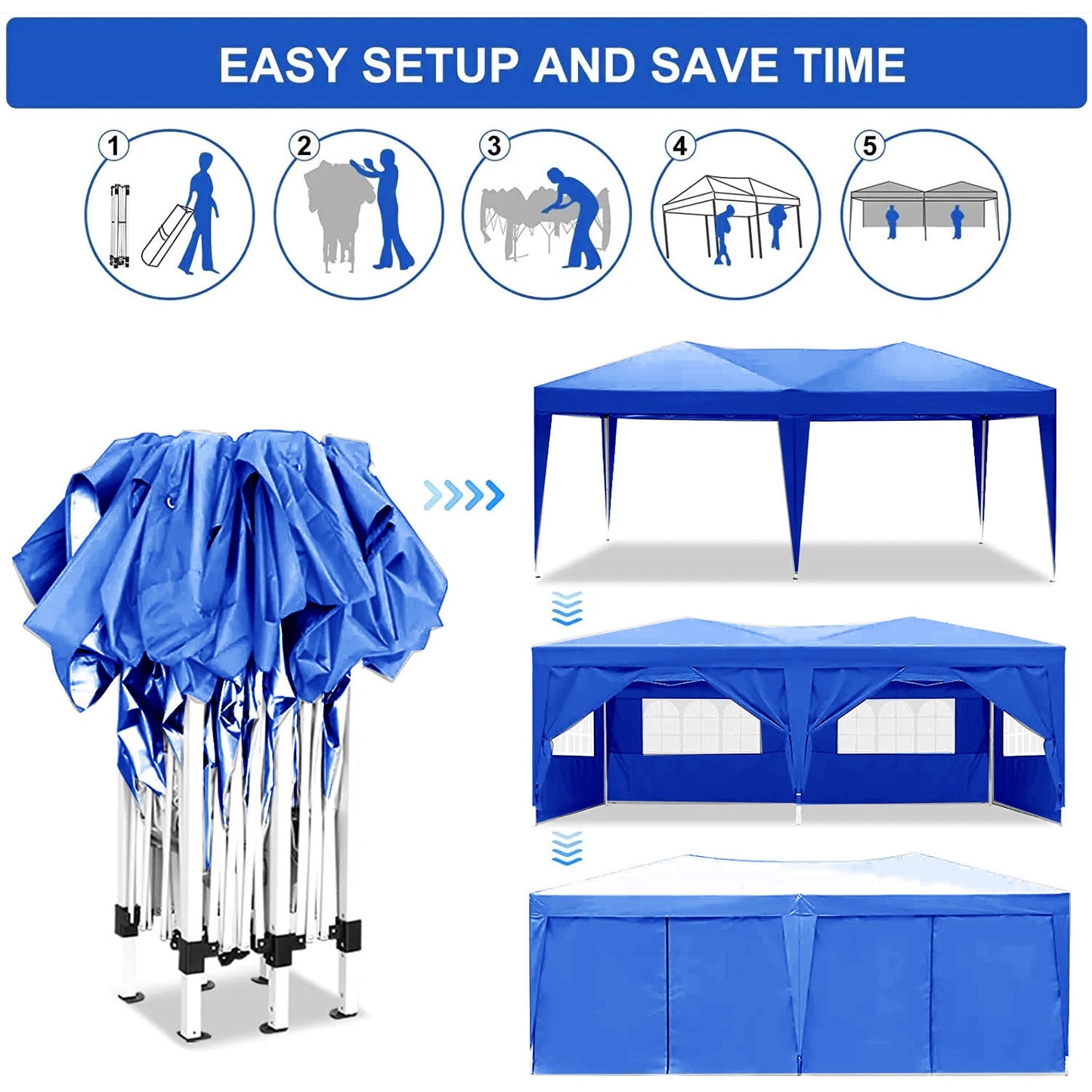 10'x20 'folding canopy with 6 detachable side walls outdoor activity shelters