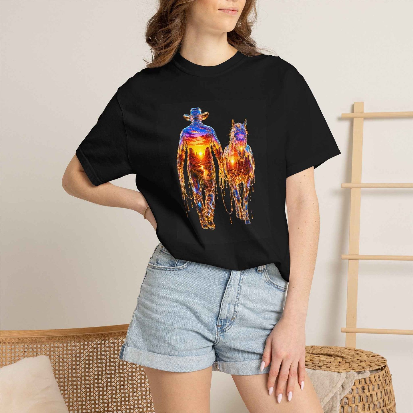 Sunset Cowboy T-Shirt — Vintage Western Sunset Tee
