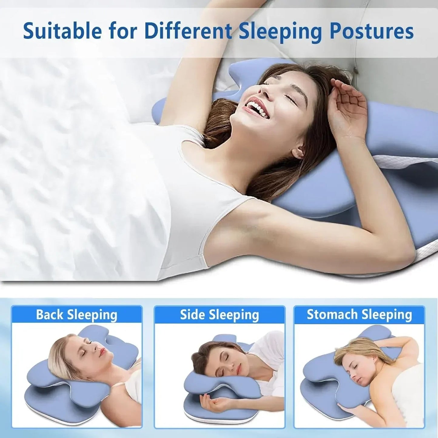 Ice Silk Pillowcase Ergonomic Cervical Pillow Memory Foam Pillow