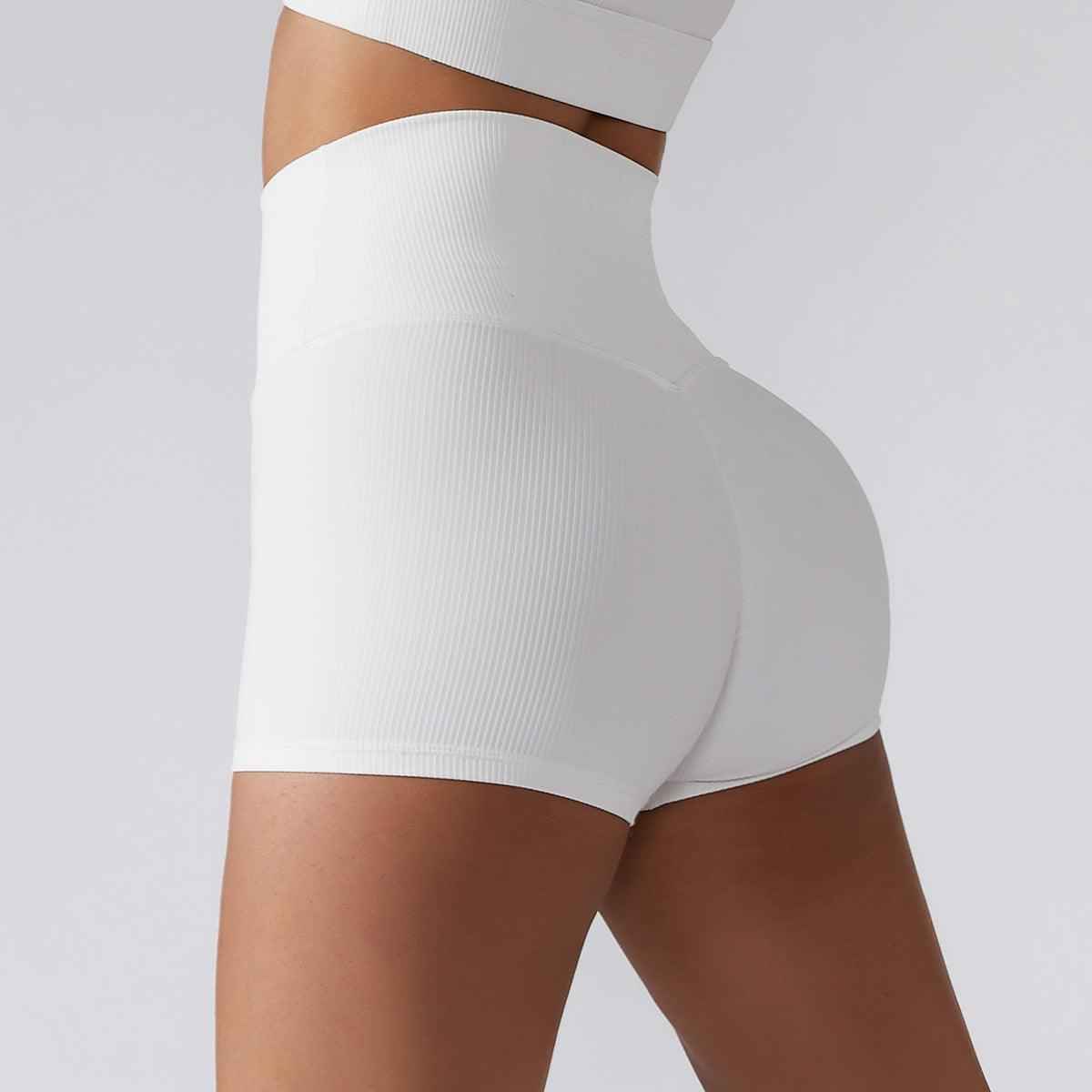 High-Waisted Ribbed Fitness Shorts