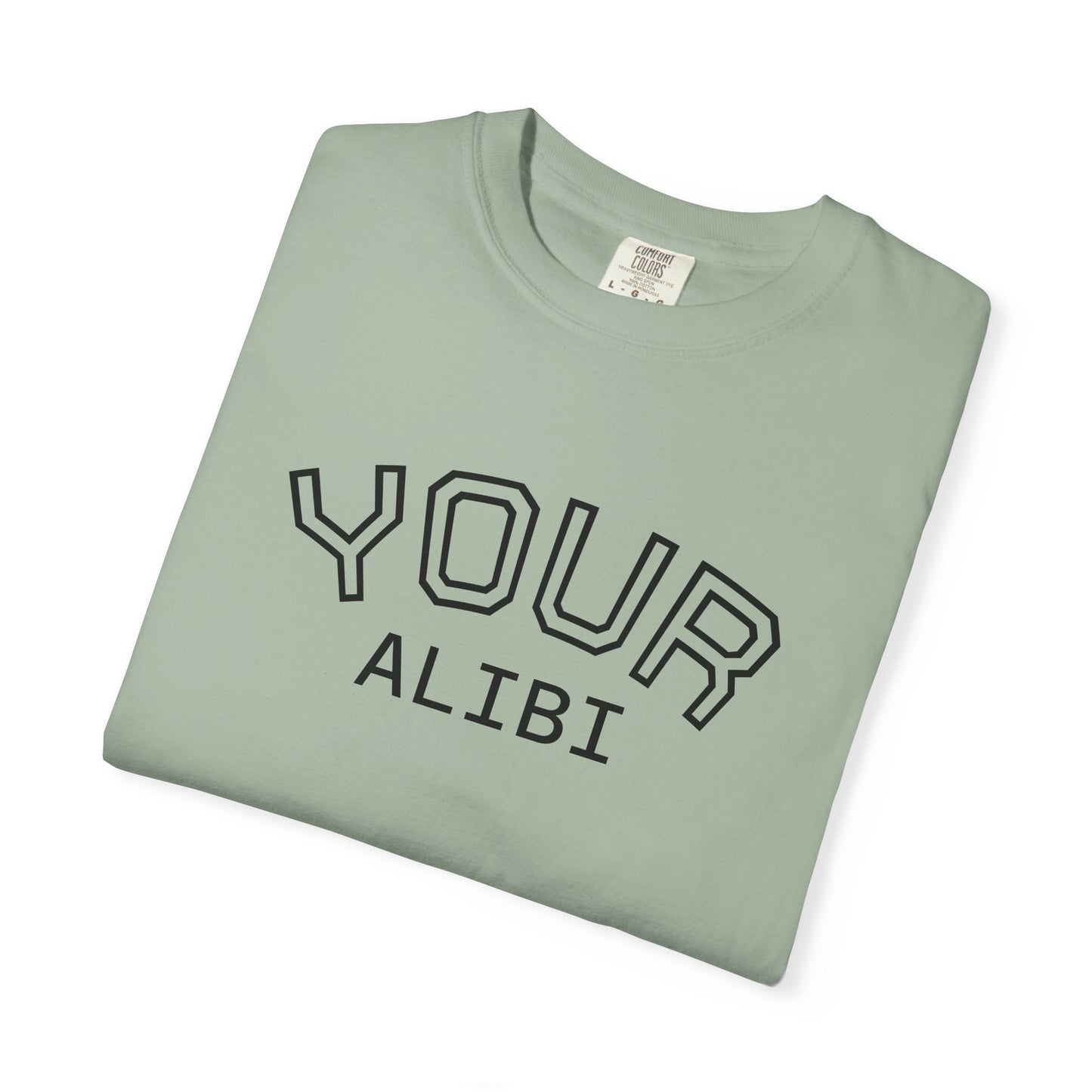 T-Shirt: Your Alibi Retro Collegiate Graphic Tee