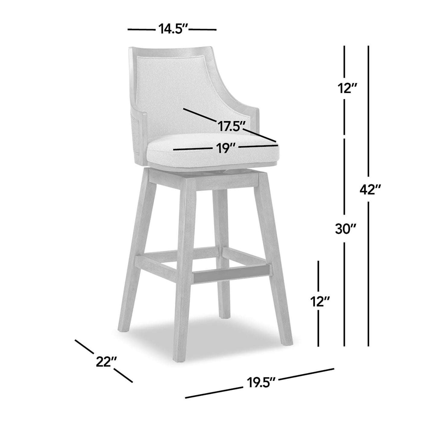 Bahama 30' Cane Rattan High-Back Swivel Bar Stool