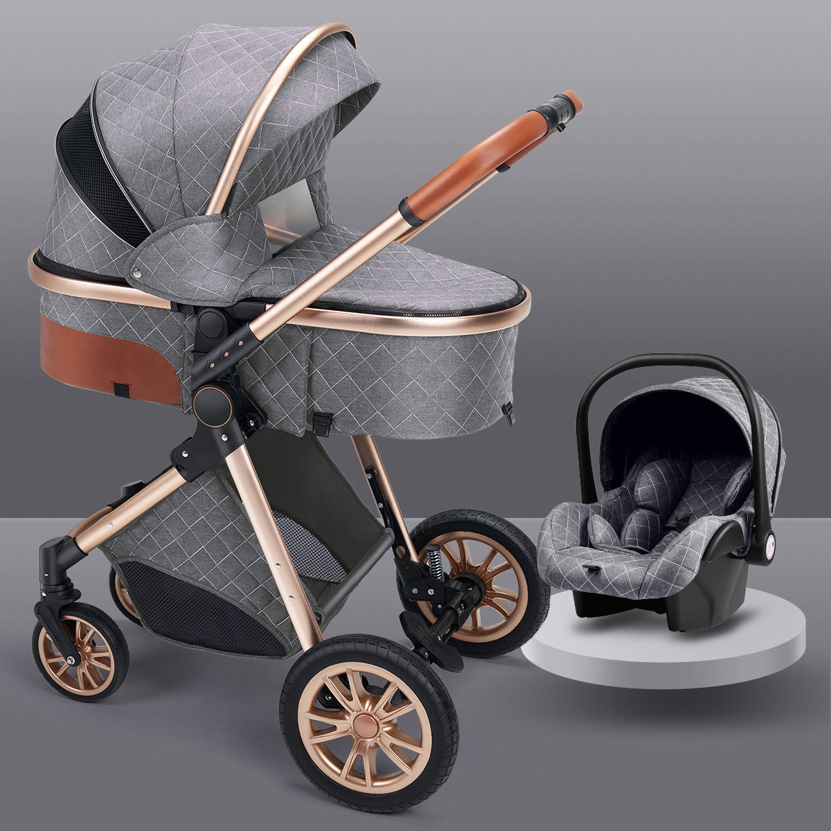 High landscape baby stroller that can sit or lie down lightweight folding