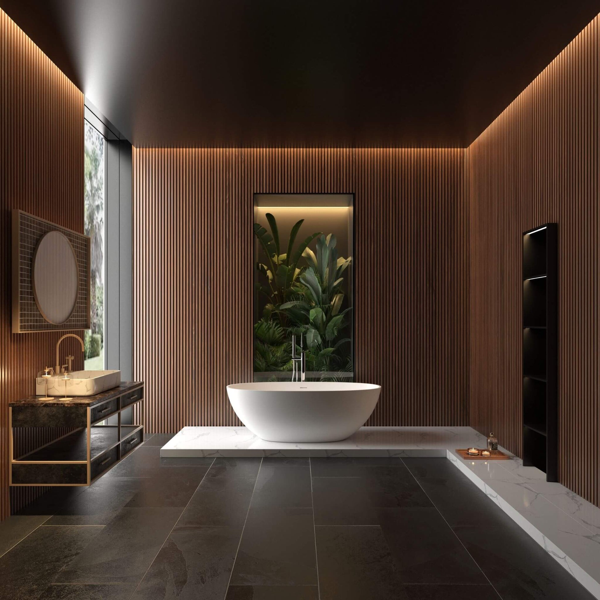 65" Luxury Freestanding Soaking Bathtub with Overflow