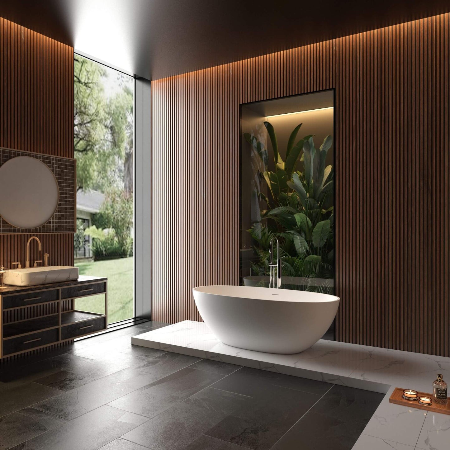 65" Luxury Freestanding Soaking Bathtub with Overflow