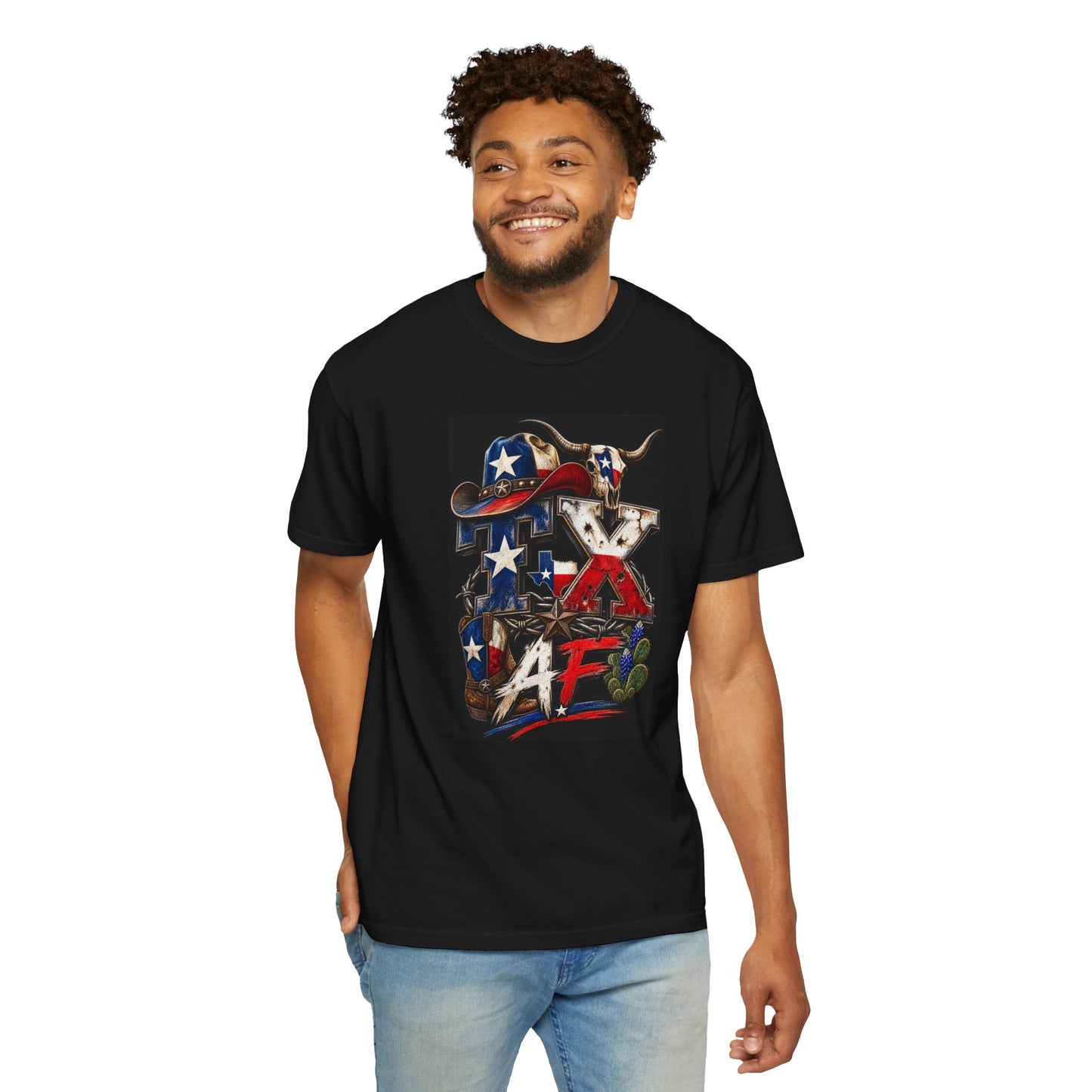 Graphic T-Shirt: Patriotic Cowboy 'TX AF' Tee for Everyday Comfort