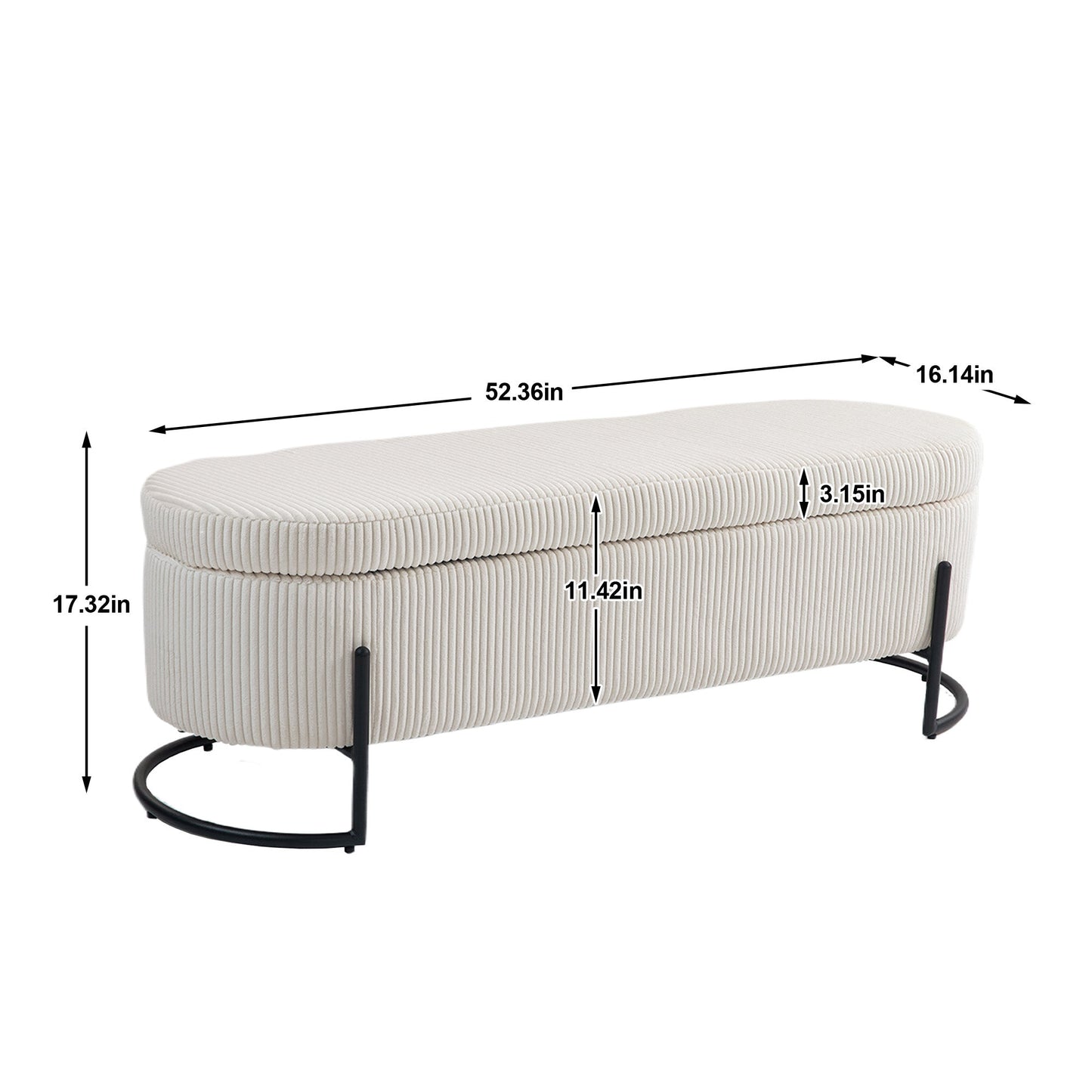 COOLMOR storage Ottoman chair with safety hinge and soft cushion fabric