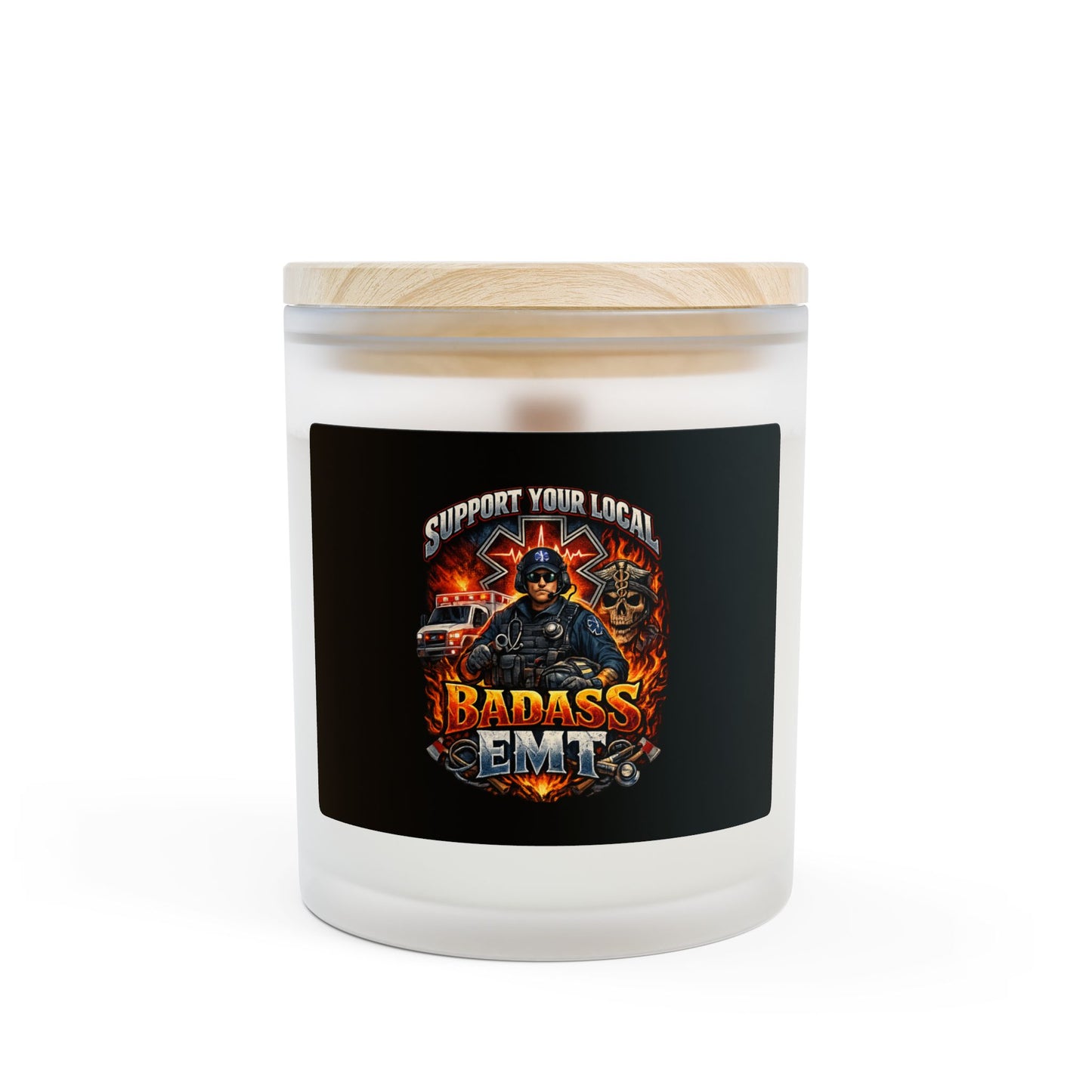 Candle – EMT Frosted Glass Candle — Support Your Local Paramedic, 11oz