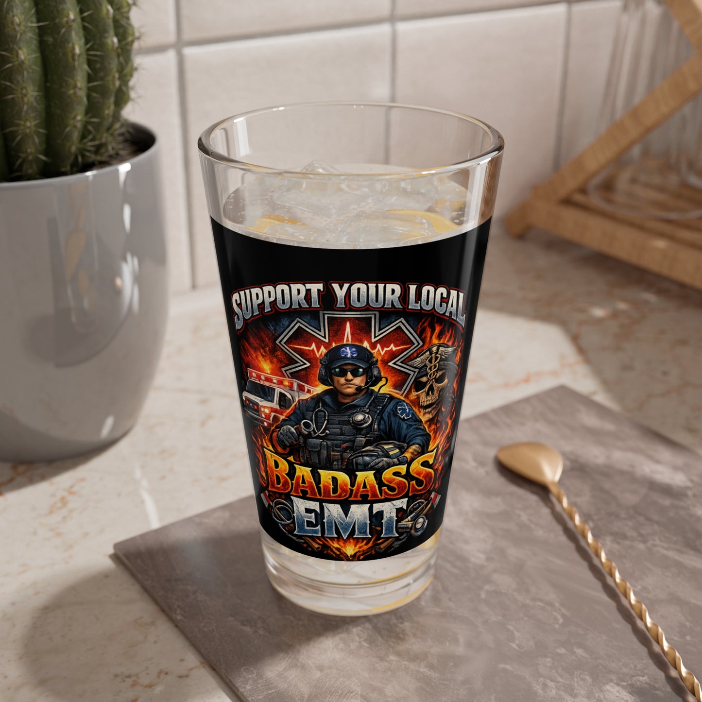 Pint Glass - EMT 16oz Mixing Glass for Paramedic Pride