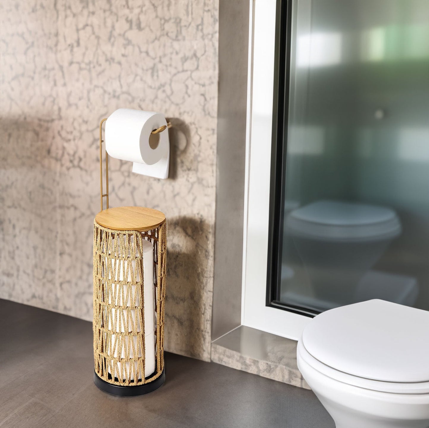 Freestanding Toilet Paper Holder with Storage