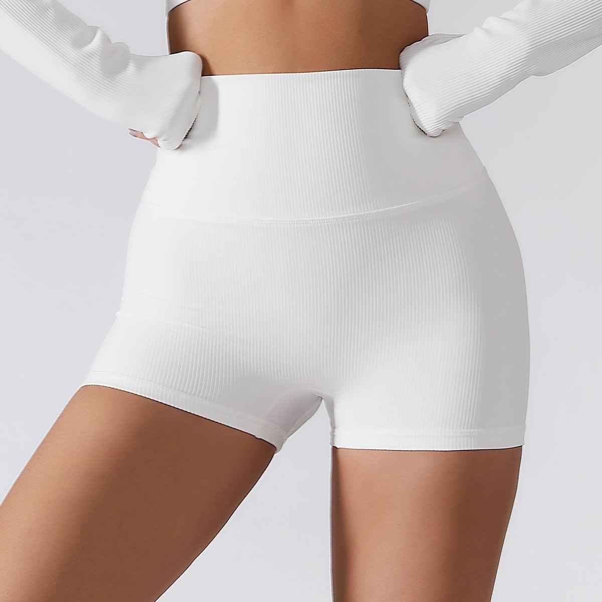 High-Waisted Ribbed Fitness Shorts
