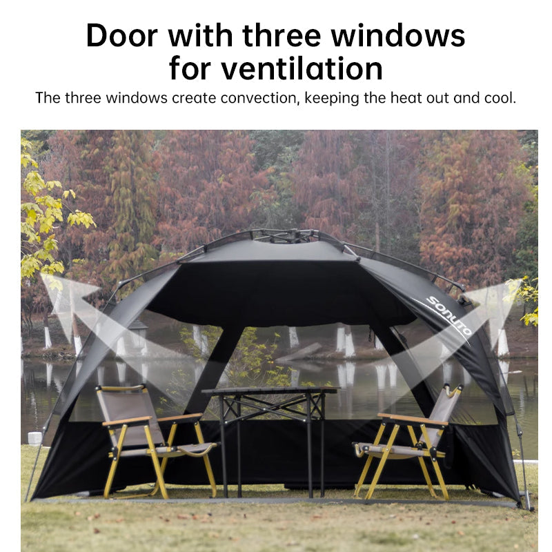 Outdoor 3-4 person one-touch quick-set tent