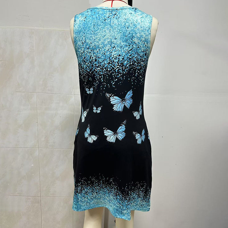 Women's Sundress Summer Beach Dress Graphic Print V Neck