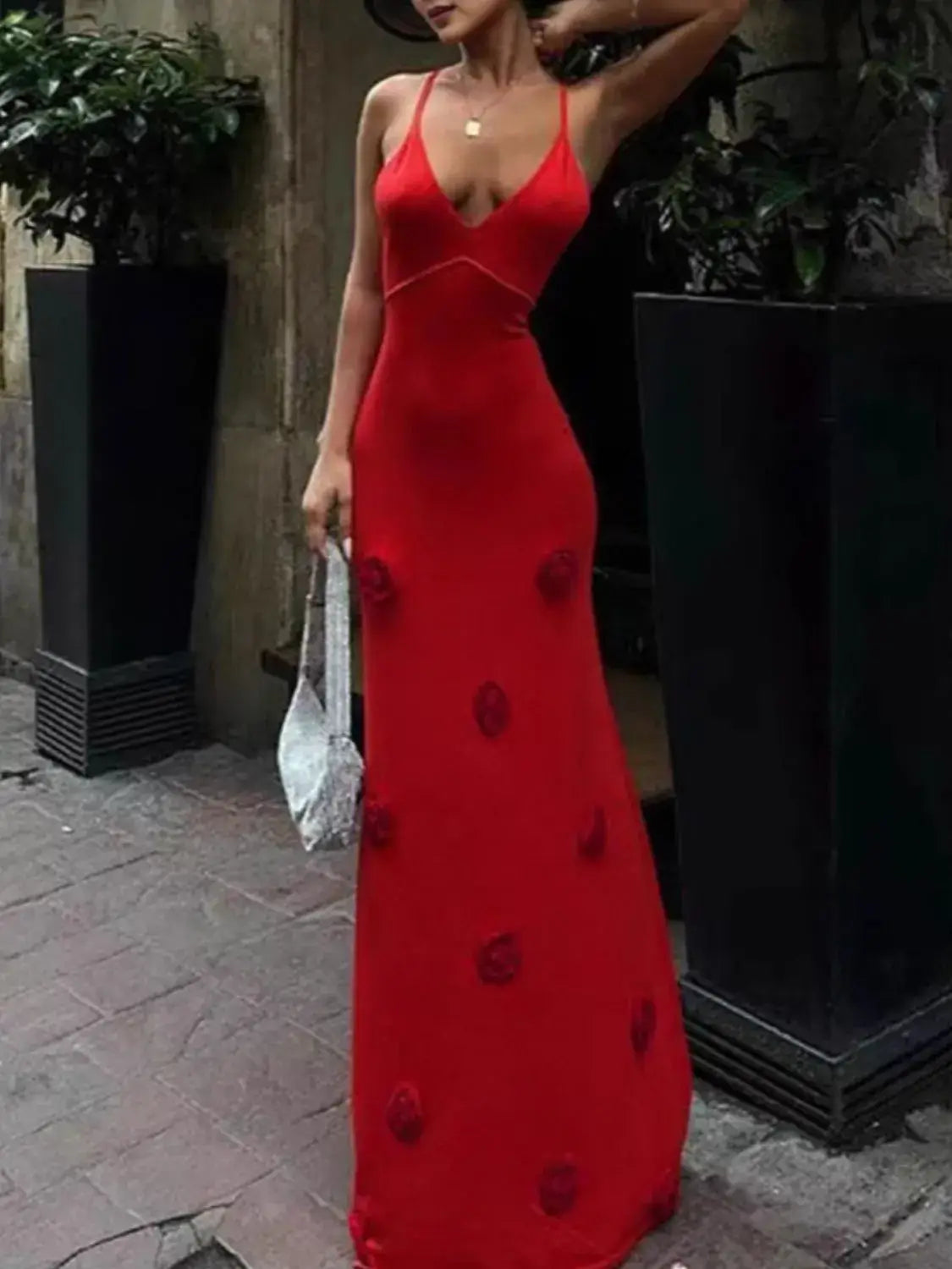 Sweater Dress - Flower Maxi Cami Dress