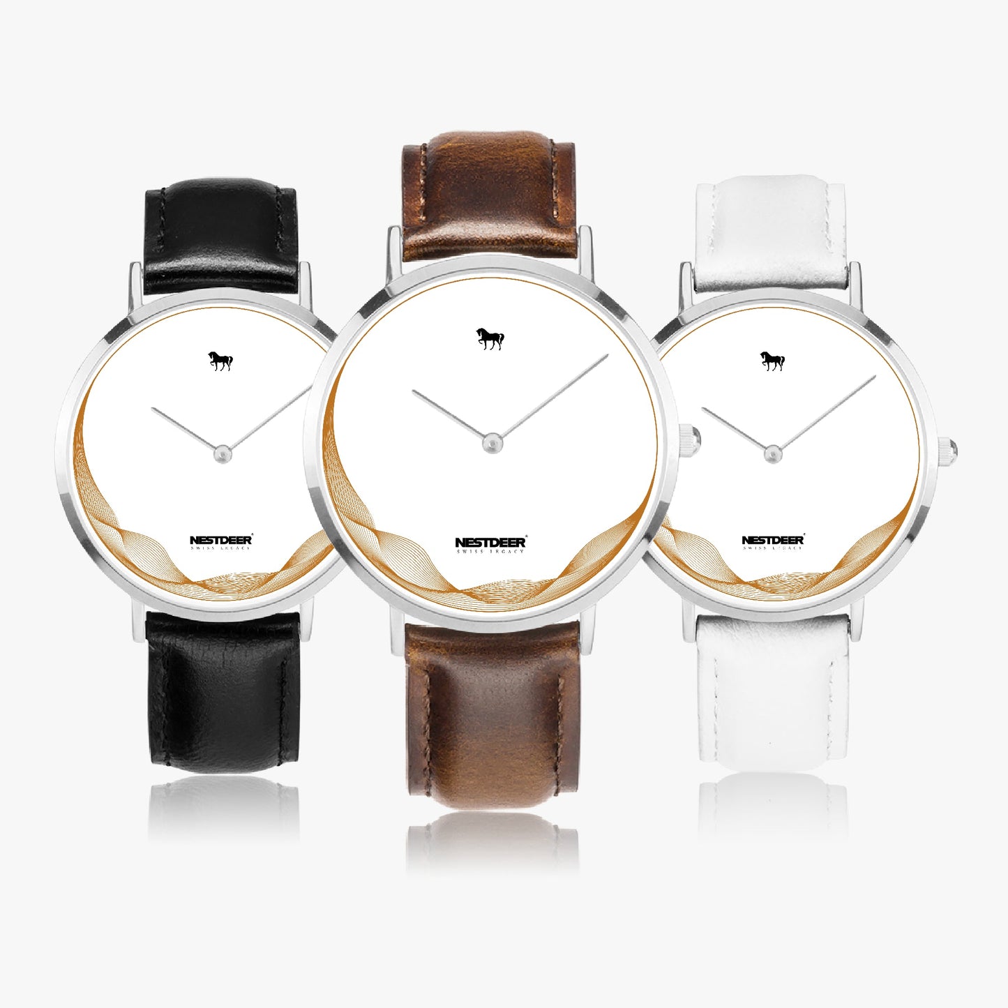 162. Ultra-Thin Leather Strap Quartz Watch (Silver)